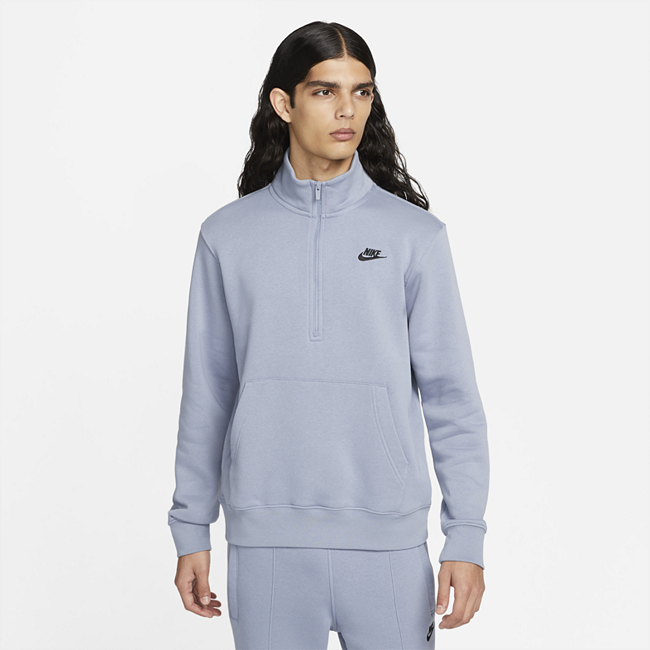 фото Мужская флисовая футболка с молнией на половину длины nike sportswear - серый