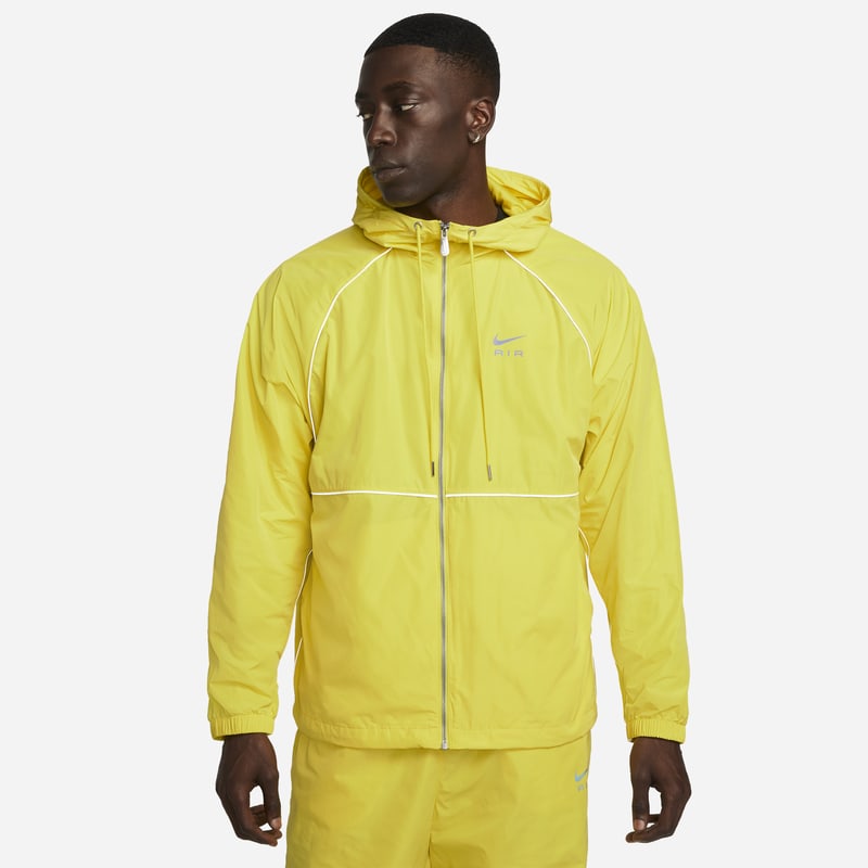 Męska kurtka z tkaniny z kapturem i zamkiem na całej długości Nike Air - Żółć