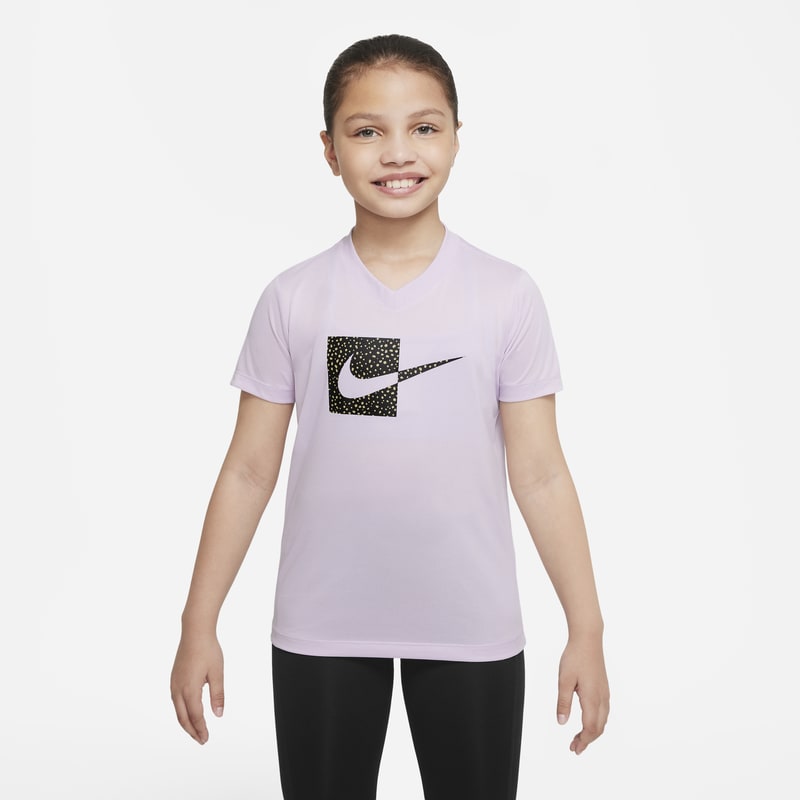 T-shirt z dekoltem w kształcie litery V dla dużych dzieci (dziewcząt) Nike Dri-FIT - Fiolet