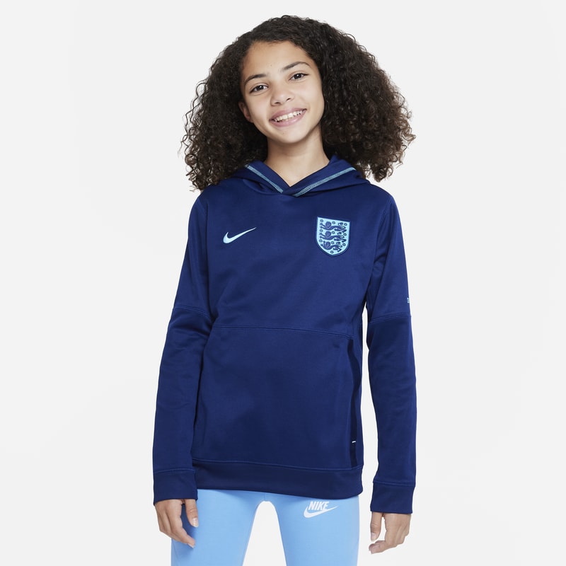 Bluza piłkarska z kapturem dla dużych dzieci Nike Anglia - Niebieski