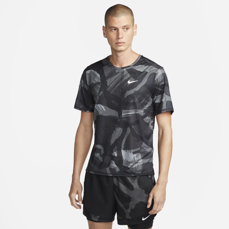 Nike Dri-FIT Miler Men's Short-Sleeve Camo Running Top - Black