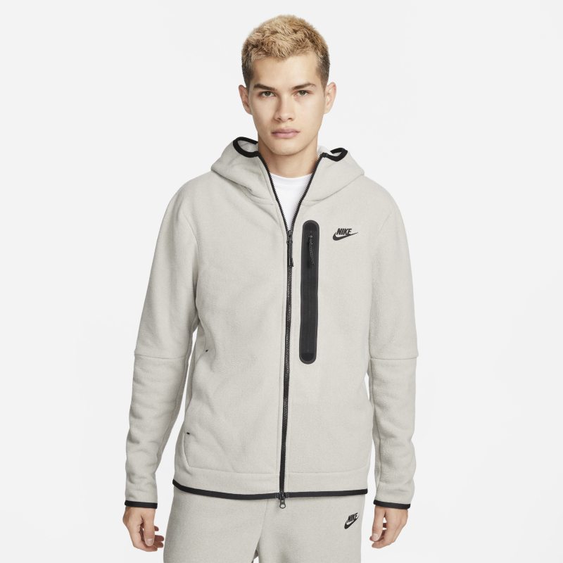 Męska bluza zimowa z kapturem i zamkiem na całej długości Nike Sportswear Tech Fleece - Szary