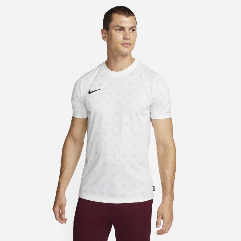 Męska koszulka piłkarska z krótkim rękawem i nadrukiem Nike Dri-FIT F.C. Libero - Biel
