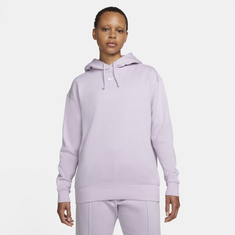 Damska dzianinowa bluza z kapturem o kroju oversize Nike Sportswear Collection Essentials - Fiolet