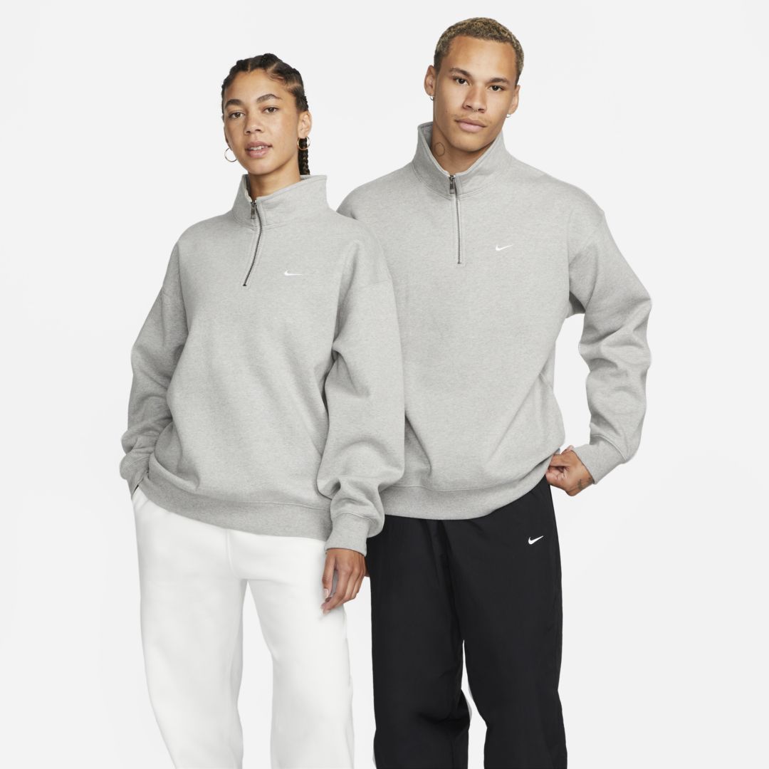 Shop Nike Men's Solo Swoosh 1/4-zip Top In Grey