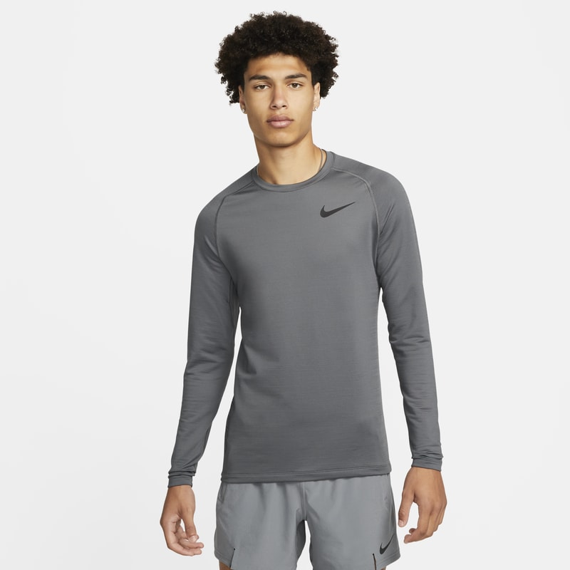 Långärmad tröja Nike Pro Crew för män - Grå