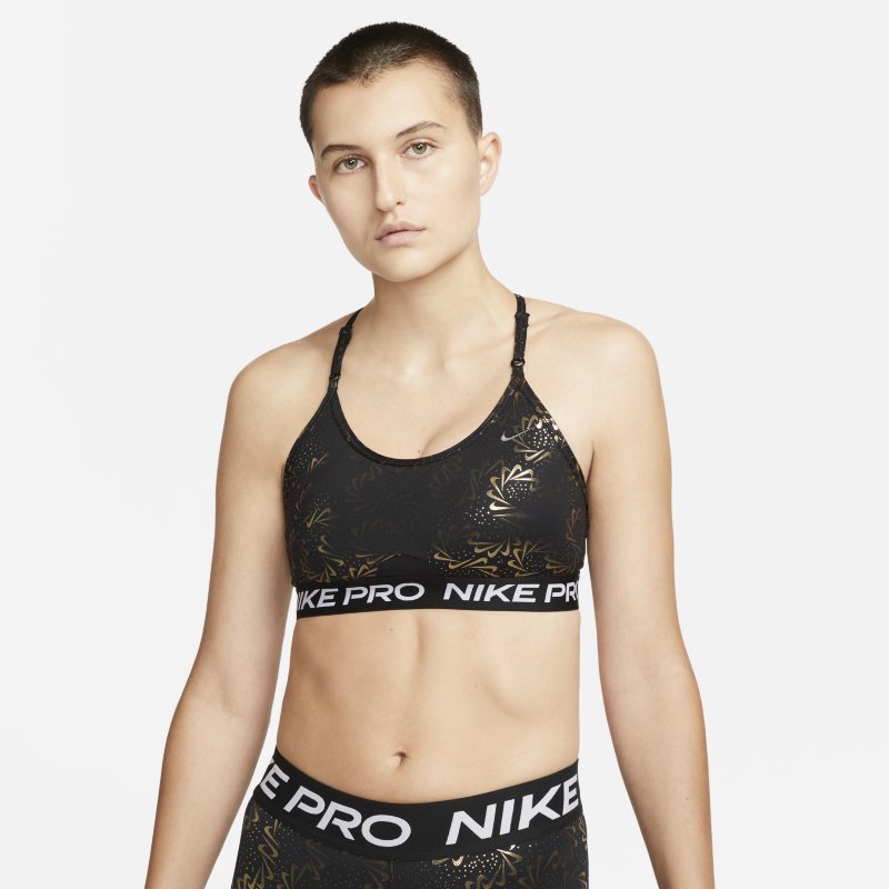 Nike Pro Indy Women's Light-Support Padded Strappy Sparkle Sports Bra - Black