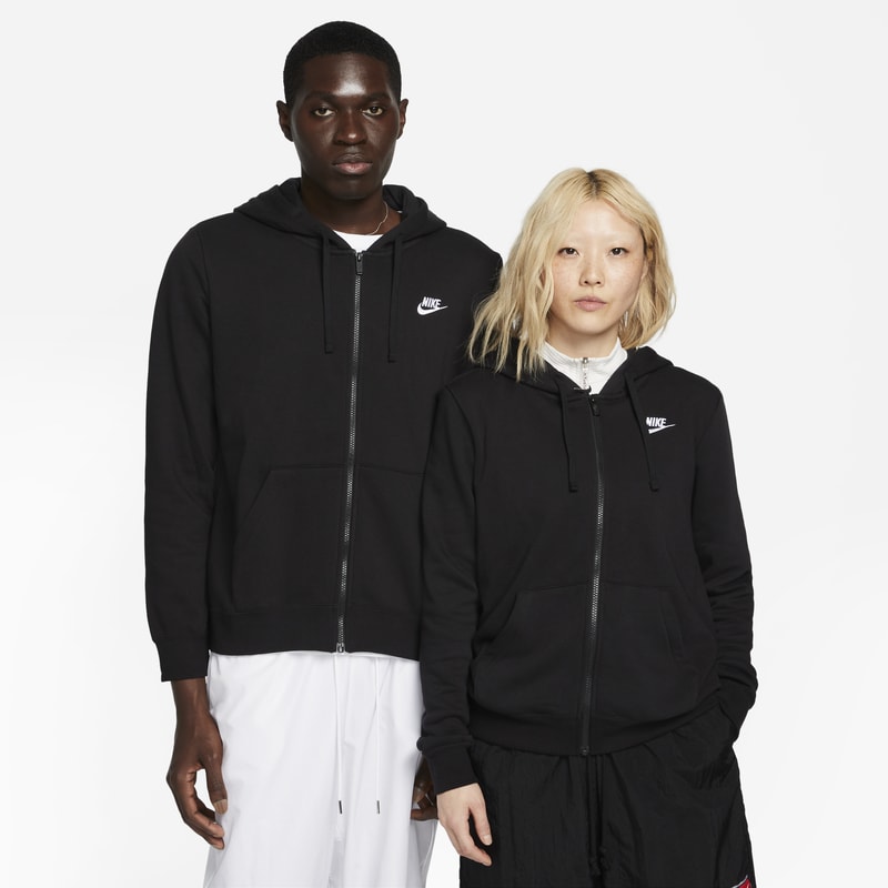 Huvtröja Nike Sportswear Club Fleece med hel dragkedja för kvinnor - Svart