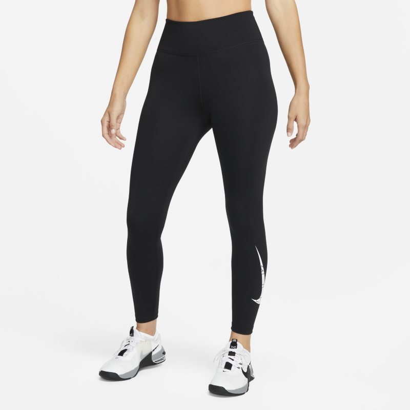 Nike Dri-FIT One Women's Mid-Rise 7/8 Graphic Training Leggings - Black