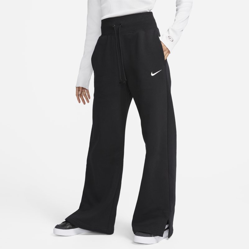 Damskie spodnie dresowe z wysokim stanem i szerokimi nogawkami Nike Sportswear Phoenix Fleece - Czerń