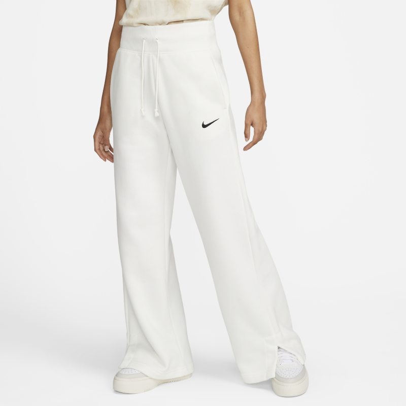 Damskie spodnie dresowe z wysokim stanem i szerokimi nogawkami Nike Sportswear Phoenix Fleece - Biel