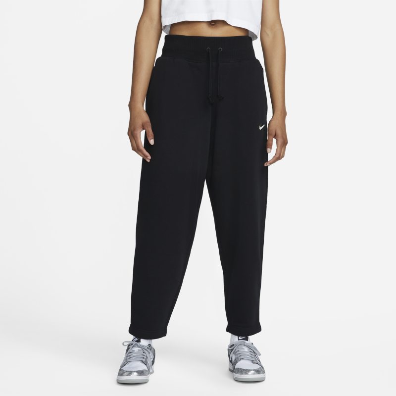 Damskie spodnie dresowe z wysokim stanem Nike Sportswear Phoenix Fleece (duże rozmiary) - Czerń