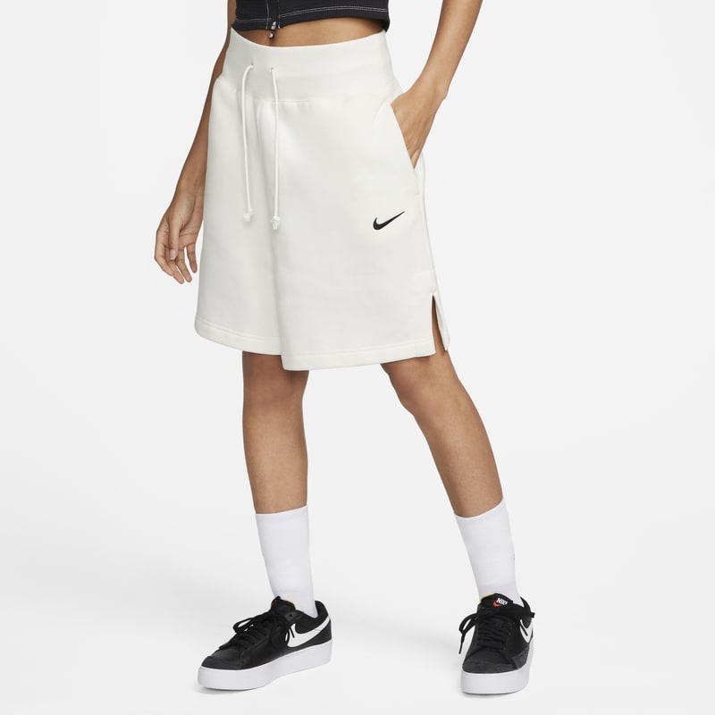 Damskie spodenki z wysokim stanem o luźnym kroju Nike Sportswear Phoenix Fleece - Biel