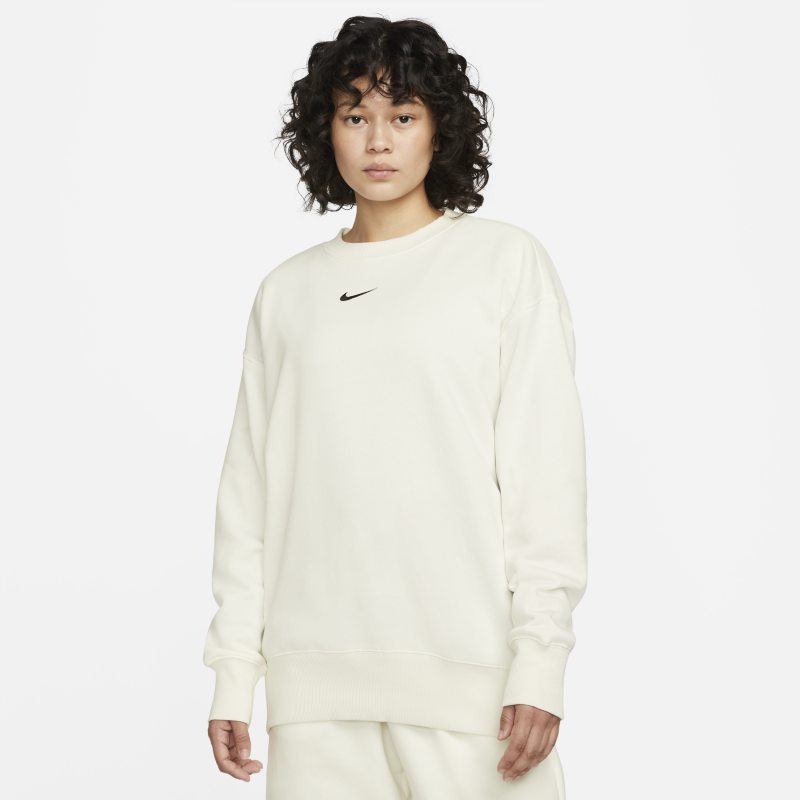 Damska bluza dresowa z półokrągłym dekoltem o kroju oversize Nike Sportswear Phoenix Fleece - Biel