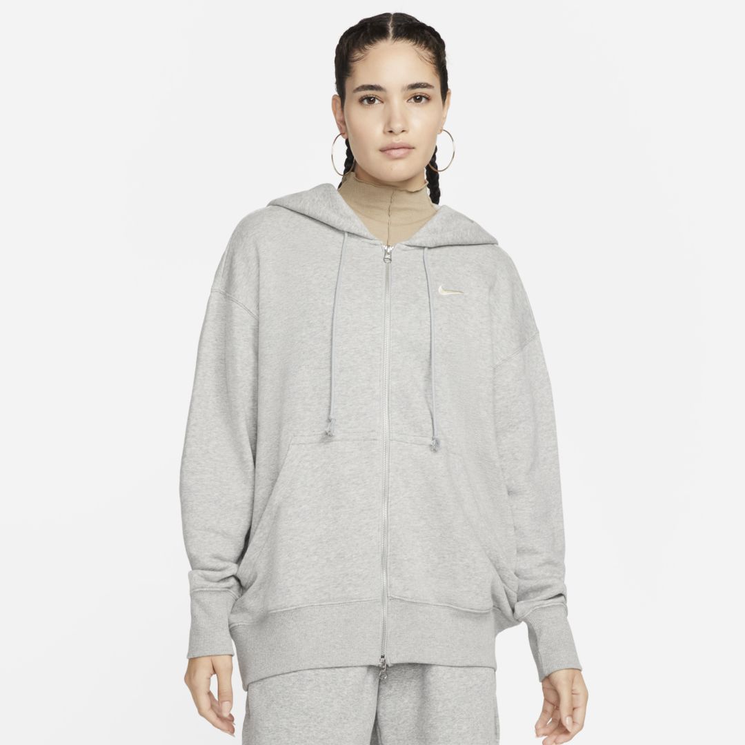 Shop Nike Women's  Sportswear Phoenix Fleece Oversized Full-zip Hoodie In Grey
