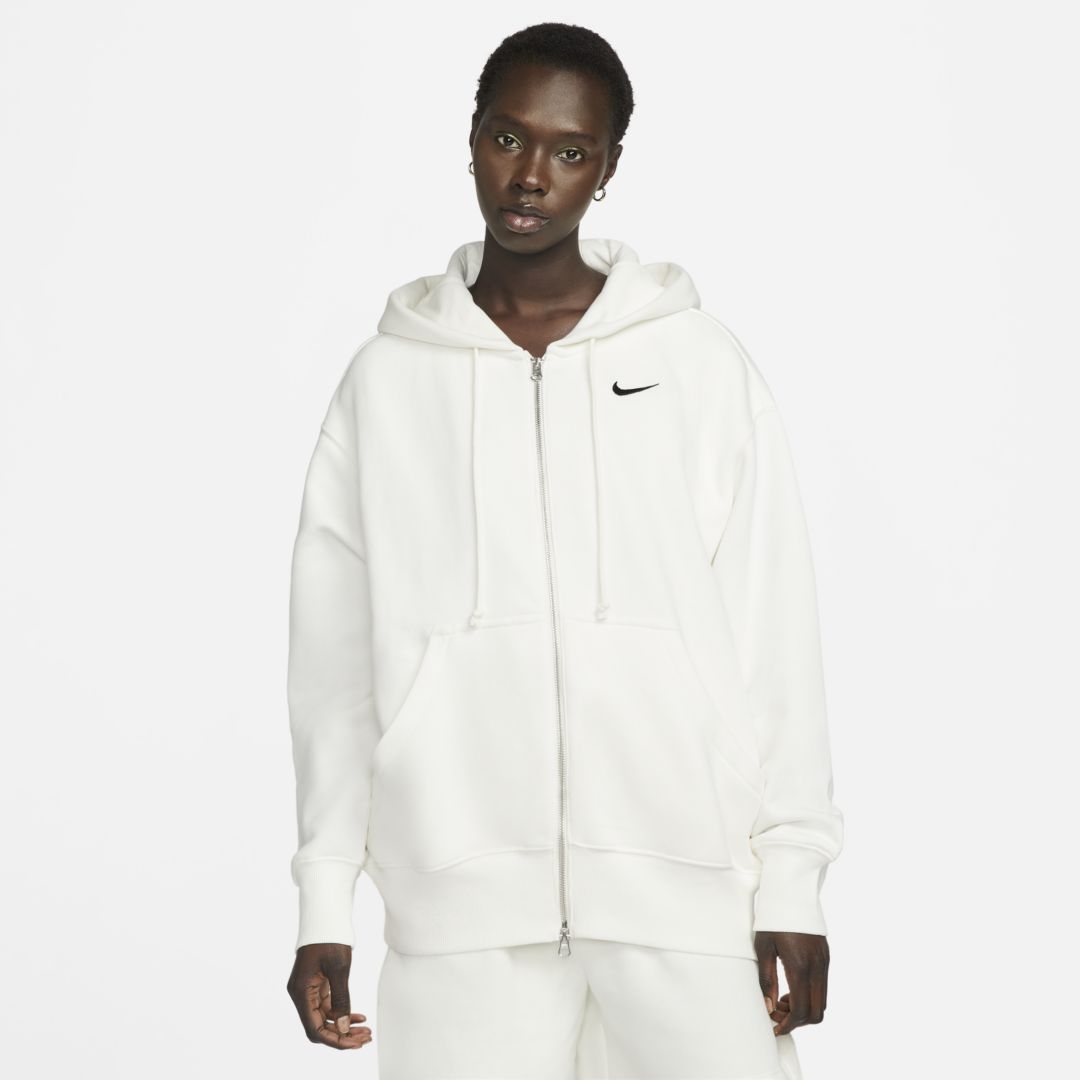 Shop Nike Women's  Sportswear Phoenix Fleece Oversized Full-zip Hoodie In White