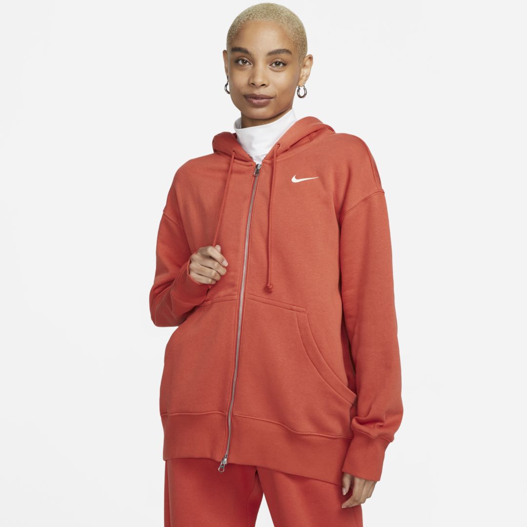 Nike Sportswear Phoenix Fleece Women's Oversized Full-zip Hoodie In Orange