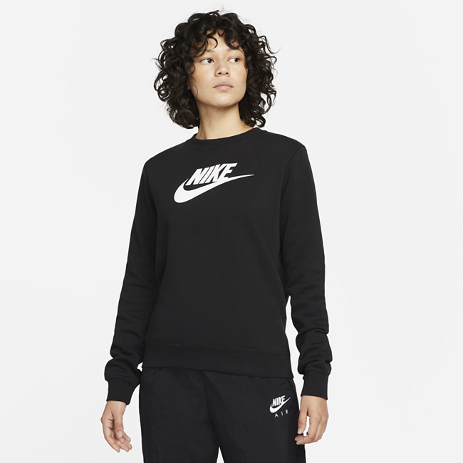 Nike Sportswear Club Fleece sweatshirt med rund hals og logo til dame - Black