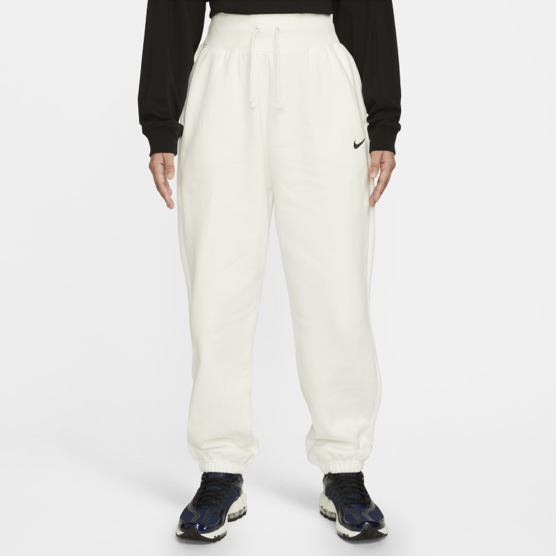 Damskie spodnie z wysokim stanem Nike Sportswear Phoenix Fleece - Biel