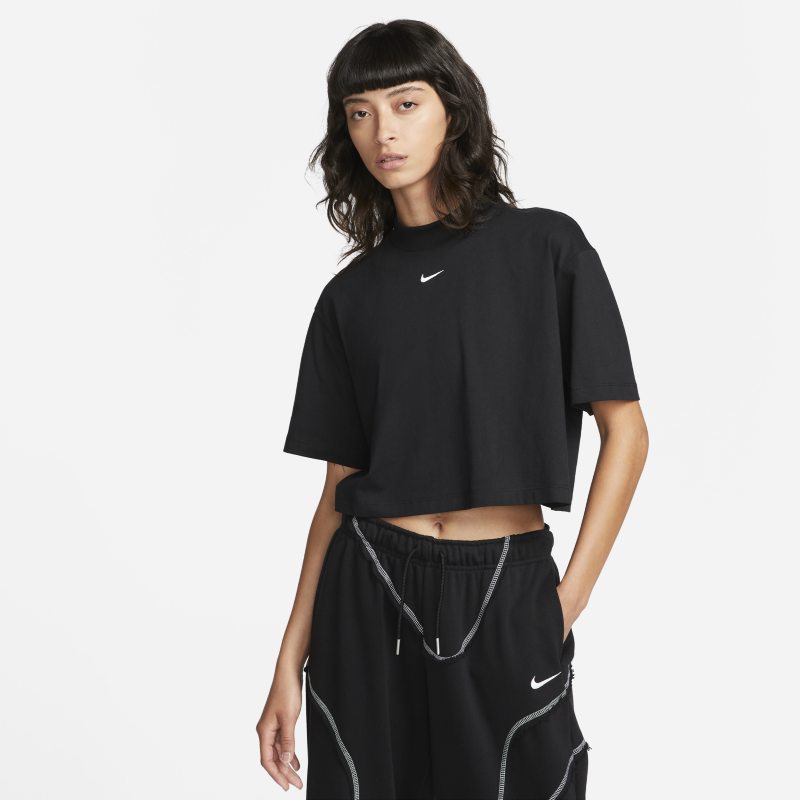 Damska koszulka z półgolfem o luźnym kroju Nike Sportswear Essential - Czerń