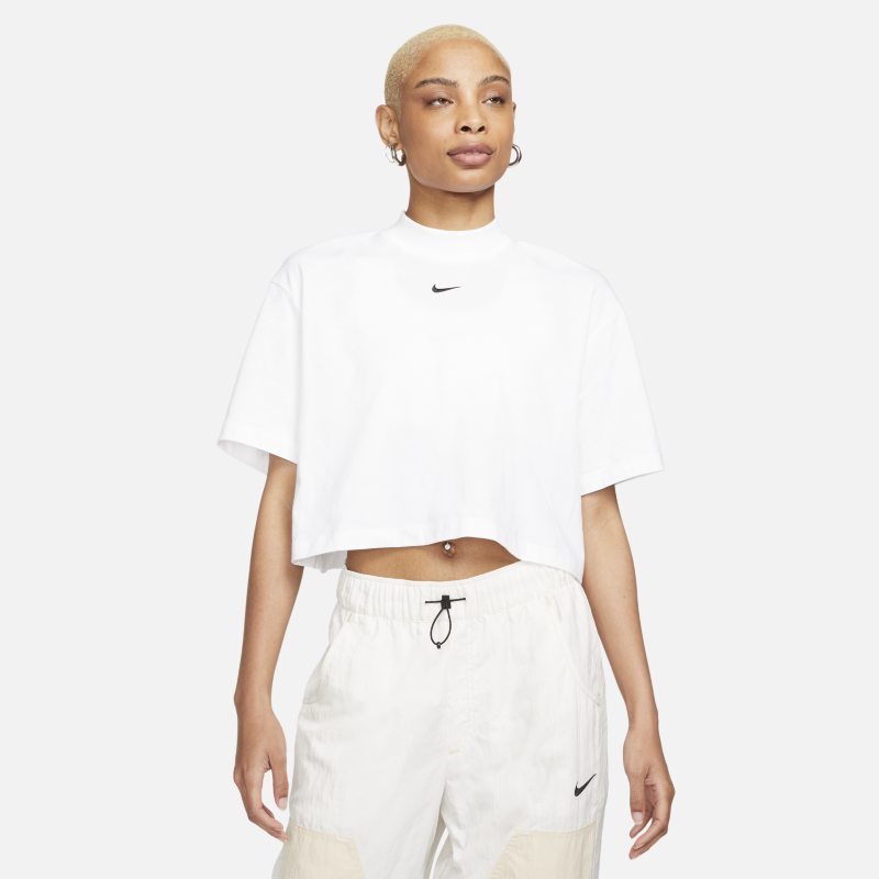 Damska koszulka z półgolfem o luźnym kroju Nike Sportswear Essential - Biel