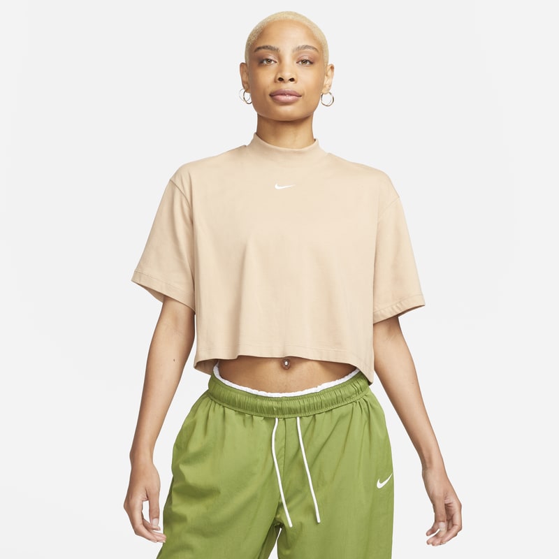 Damska koszulka z półgolfem o luźnym kroju Nike Sportswear Essential - Brązowy