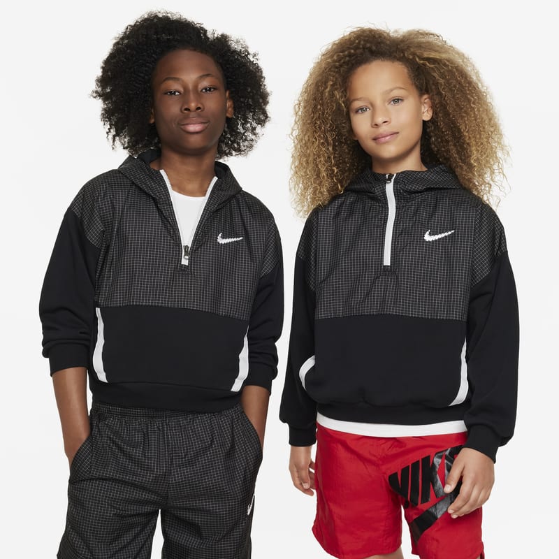 Bluza z kapturem i zamkiem 1/2 dla dużych dzieci Nike Outdoor Play - Czerń