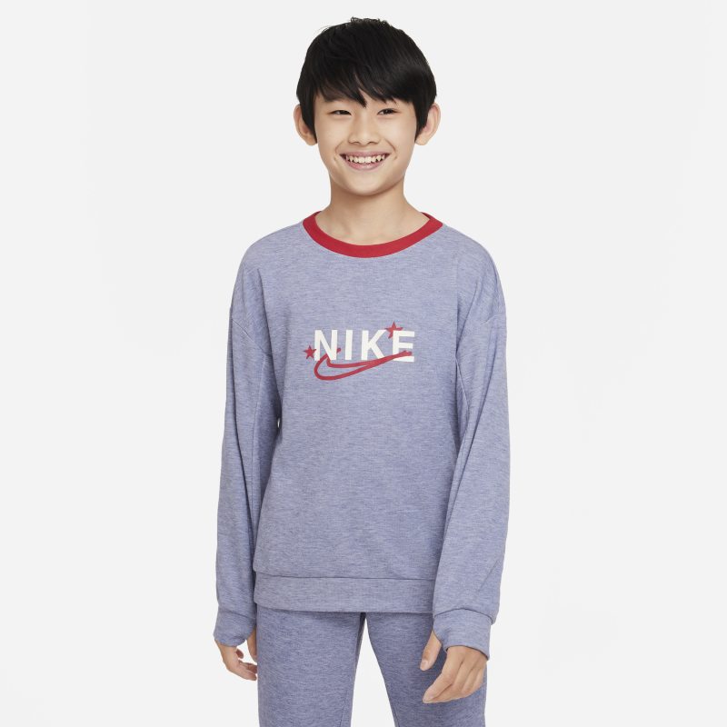Bluza treningowa z półokrągłym dekoltem dla dużych dzieci (chłopców) Nike Dri-FIT Performance Select - Niebieski