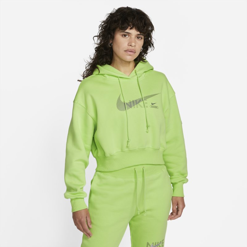 Image of Felpa pullover in fleece con cappuccio Nike Sportswear Swoosh – Donna - Verde