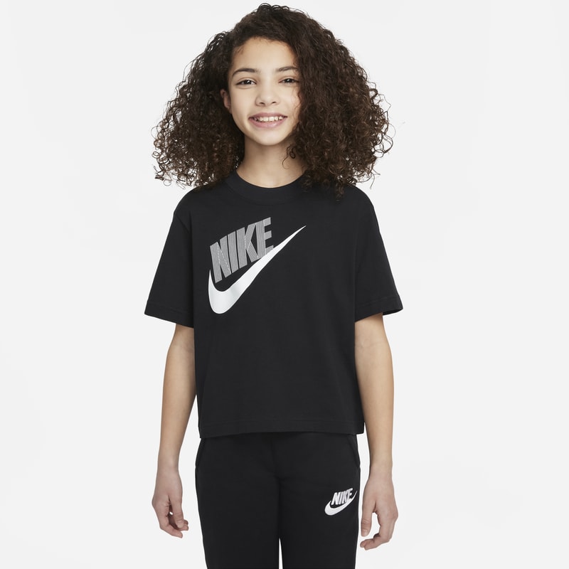 Luźny T-shirt do tańca dla dużych dzieci (dziewcząt) Nike Sportswear Essential - Czerń