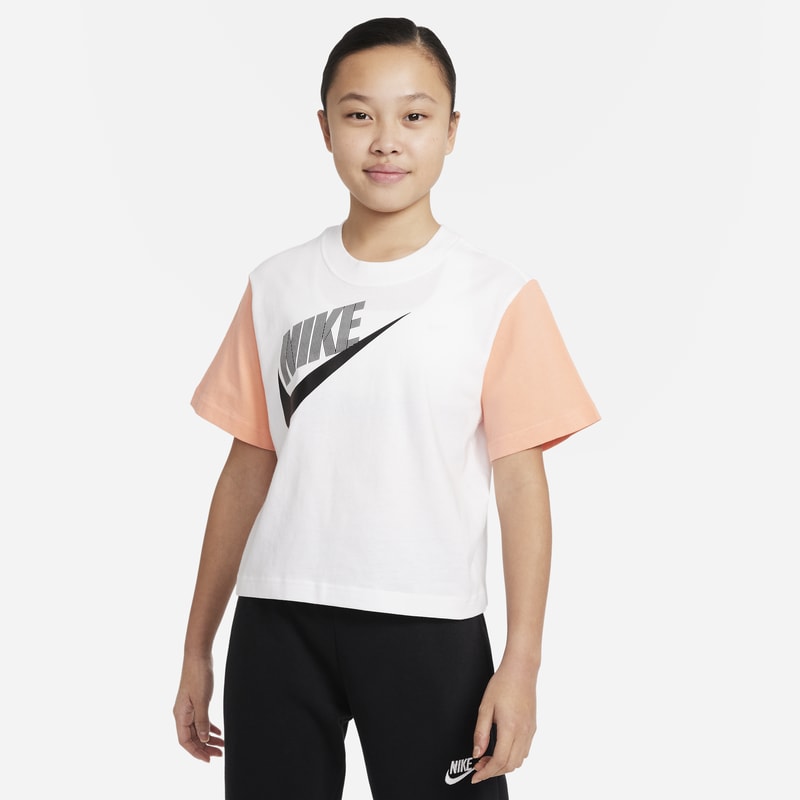 Luźny T-shirt do tańca dla dużych dzieci (dziewcząt) Nike Sportswear Essential - Biel