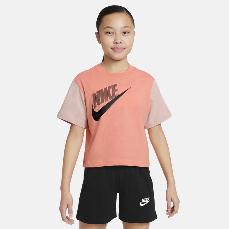 Luźny T-shirt do tańca dla dużych dzieci (dziewcząt) Nike Sportswear Essential - Różowy