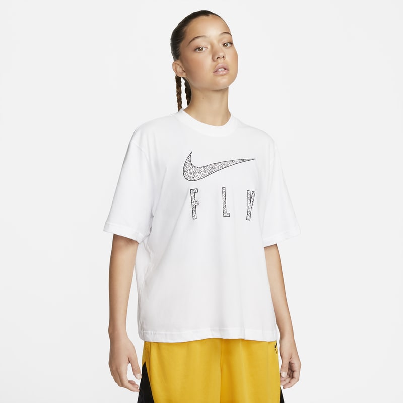 Damska koszulka o luźnym kroju Nike Dri-FIT Swoosh Fly - Biel