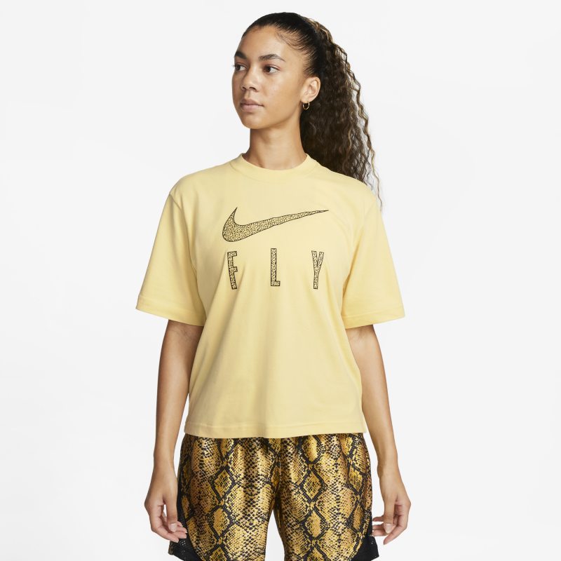 Damska koszulka o luźnym kroju Nike Dri-FIT Swoosh Fly - Żółć