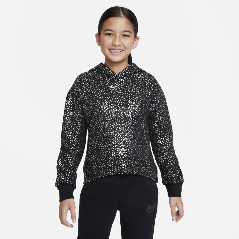 Dzianinowa bluza z kapturem dla dużych dzieci (dziewcząt) Nike Sportswear - Czerń