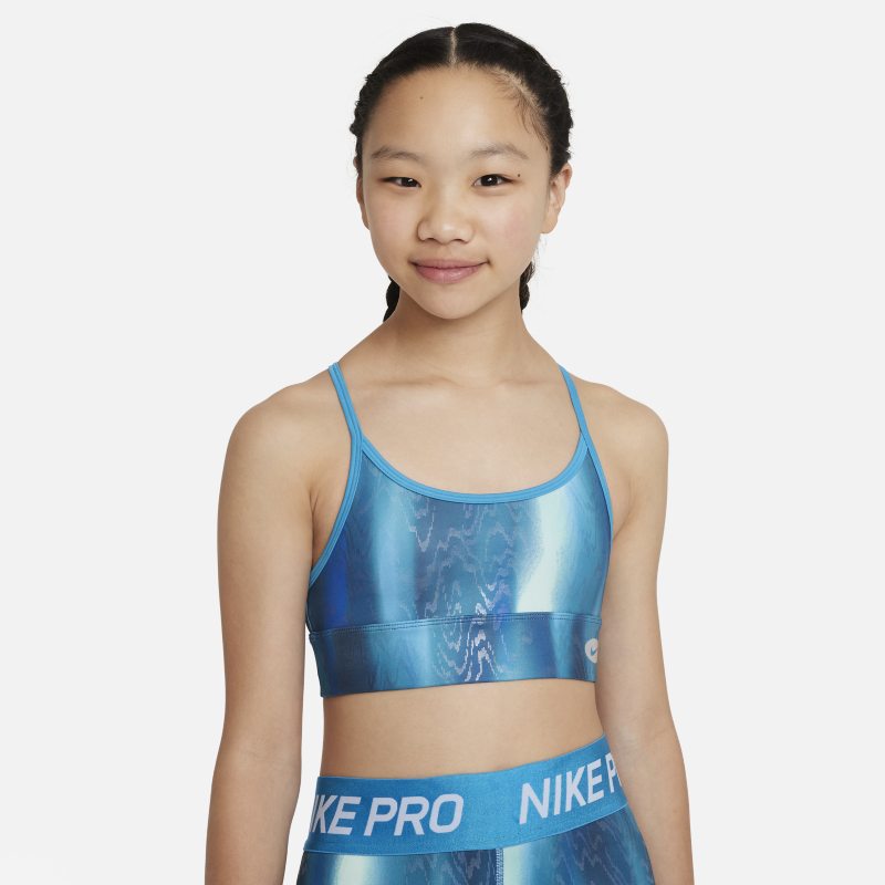 Nike Dri-FIT Indy Icon Clash Older Kids' (Girls') Sports Bra - Blue