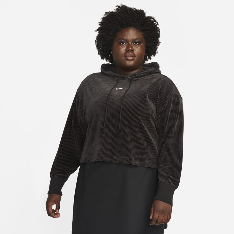 Nike Sportswear Women's Velour Cropped Pullover Hoodie - Black