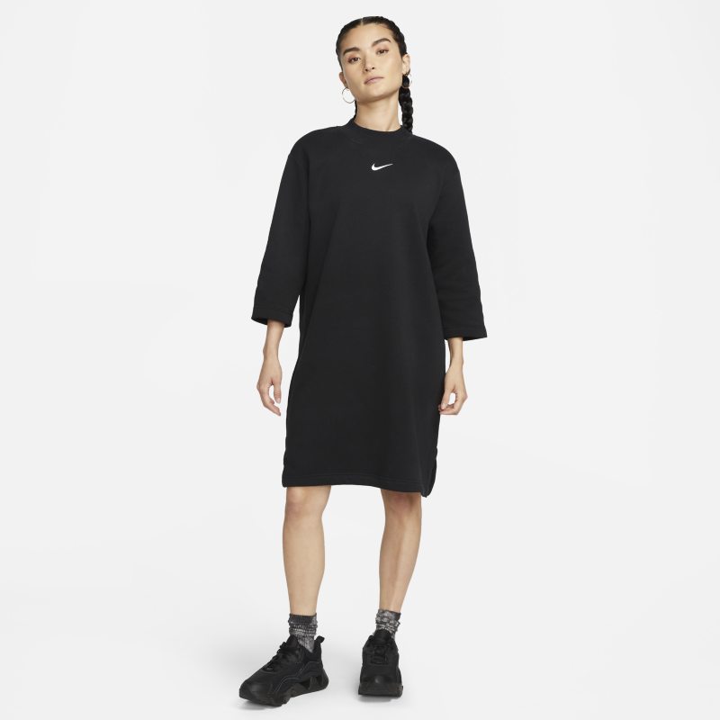 Oversize-klänning Nike Sportswear Phoenix Fleece med trekvartsärm för kvinnor - Svart