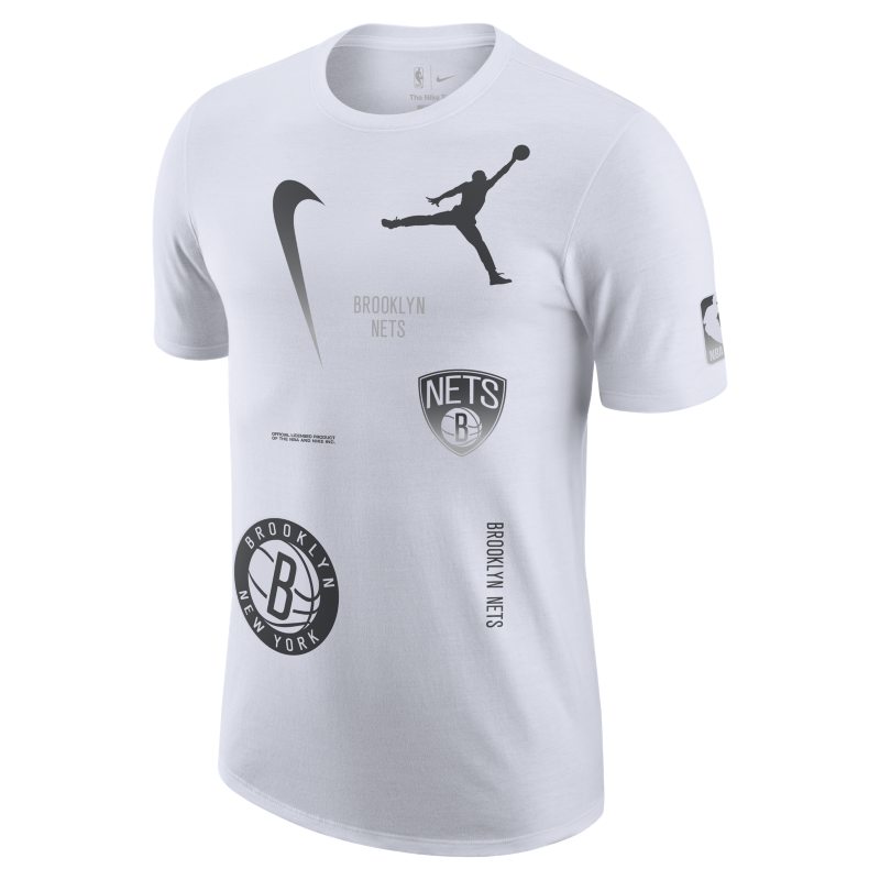 NBA-t-shirt Jordan Max90 Brooklyn Nets Courtside Statement Edition för män - Vit