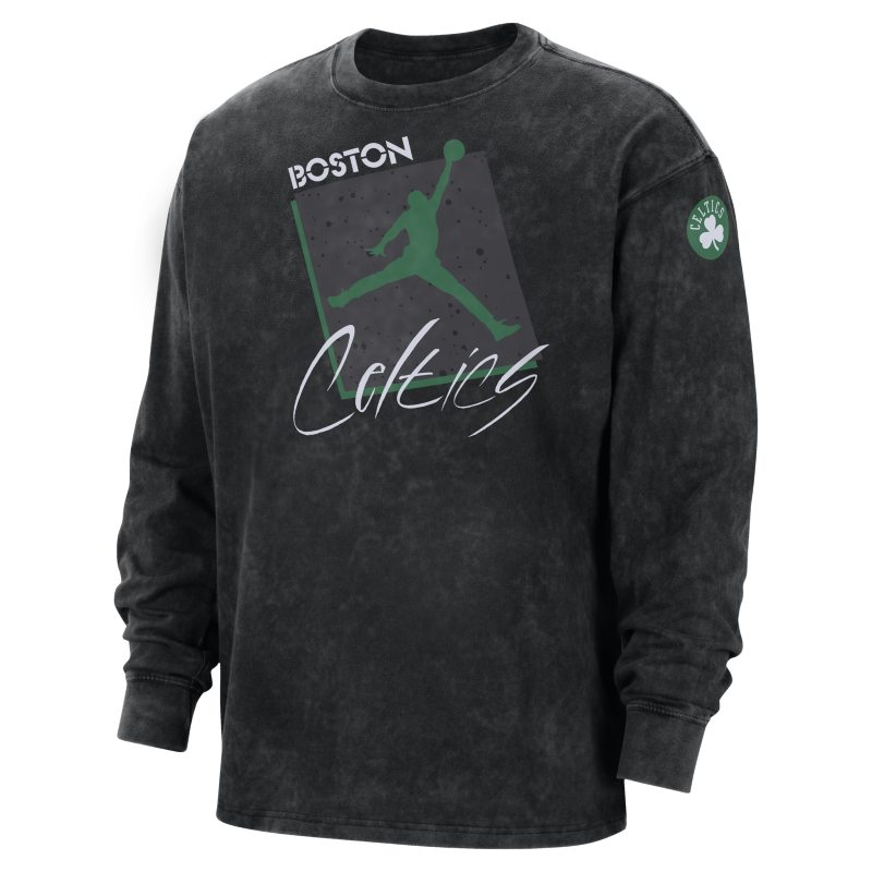 Męski T-shirt z długim rękawem Jordan Max90 NBA Boston Celtics Courtside Statement Edition - Czerń