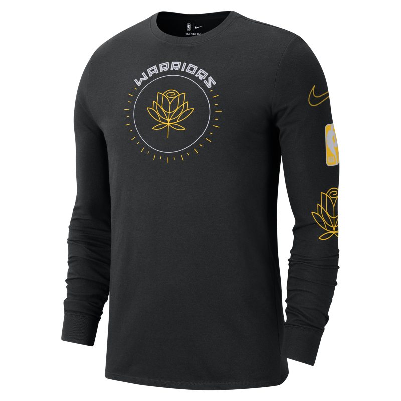 Långärmad NBA-t-shirt Nike Golden State Warriors City Edition för män - Svart