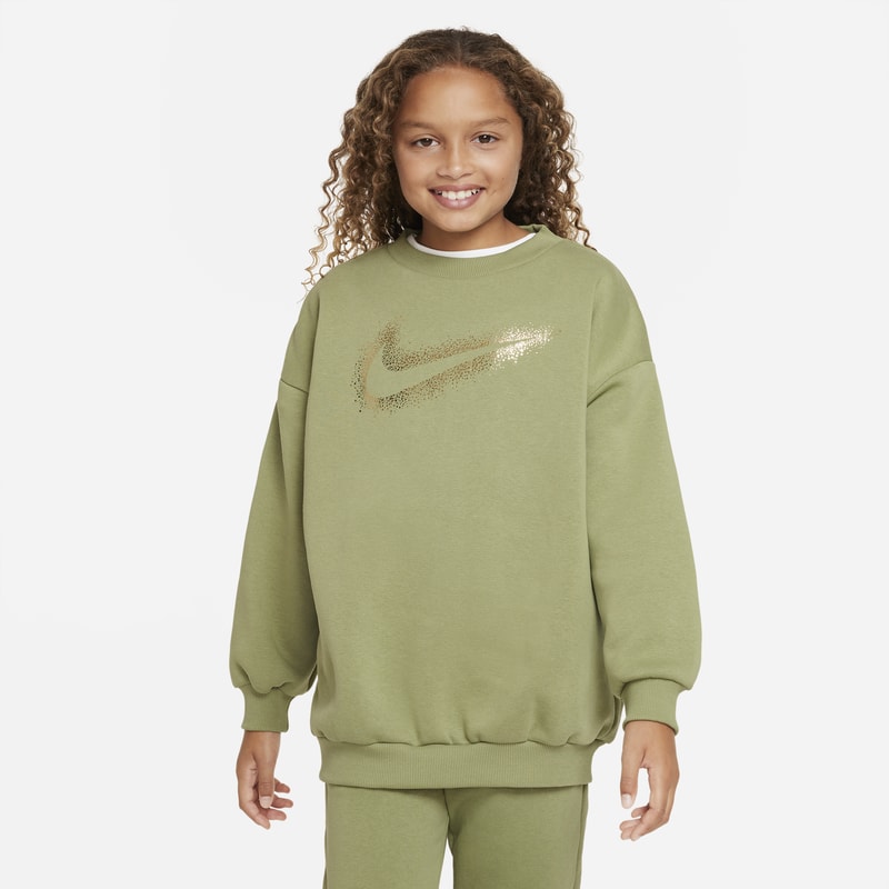 Bluza dresowa dla dużych dzieci (dziewcząt) Nike Sportswear Icon Fleece - Zieleń