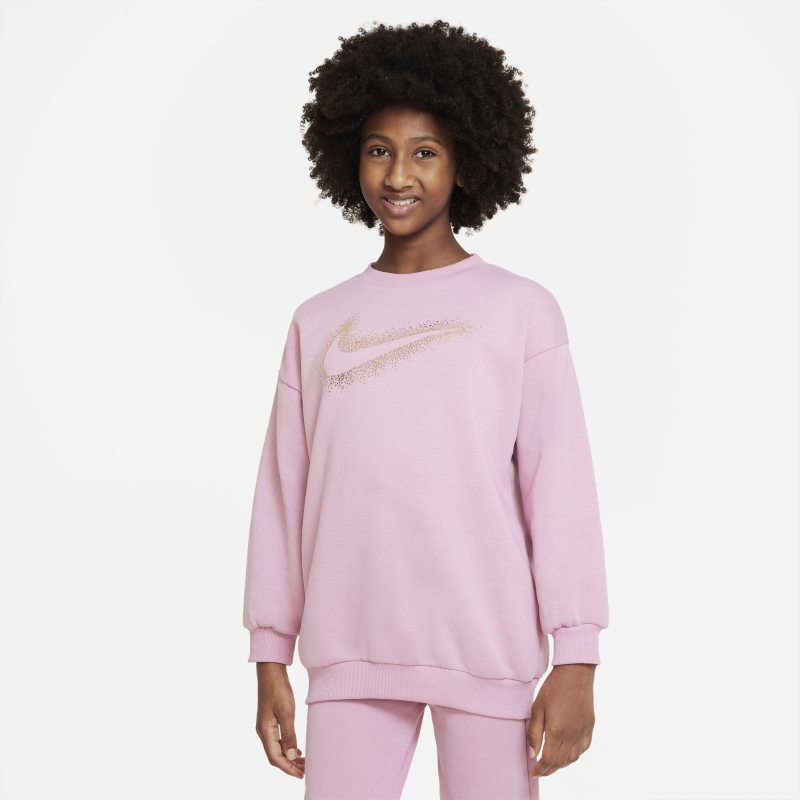 Bluza dresowa dla dużych dzieci (dziewcząt) Nike Sportswear Icon Fleece - Różowy