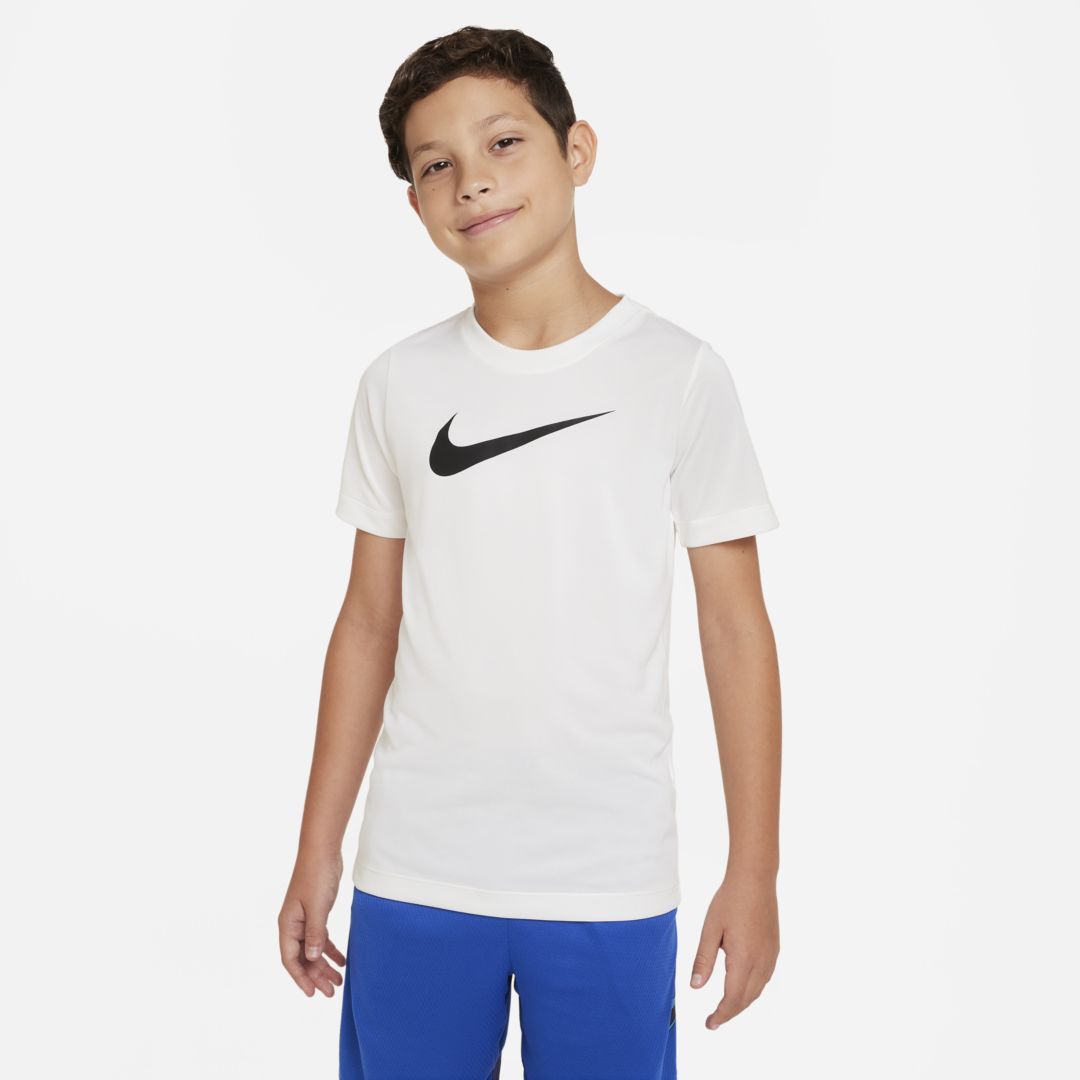 Nike Dri-fit Legend Big Kids' (boys') T-shirt In White/black
