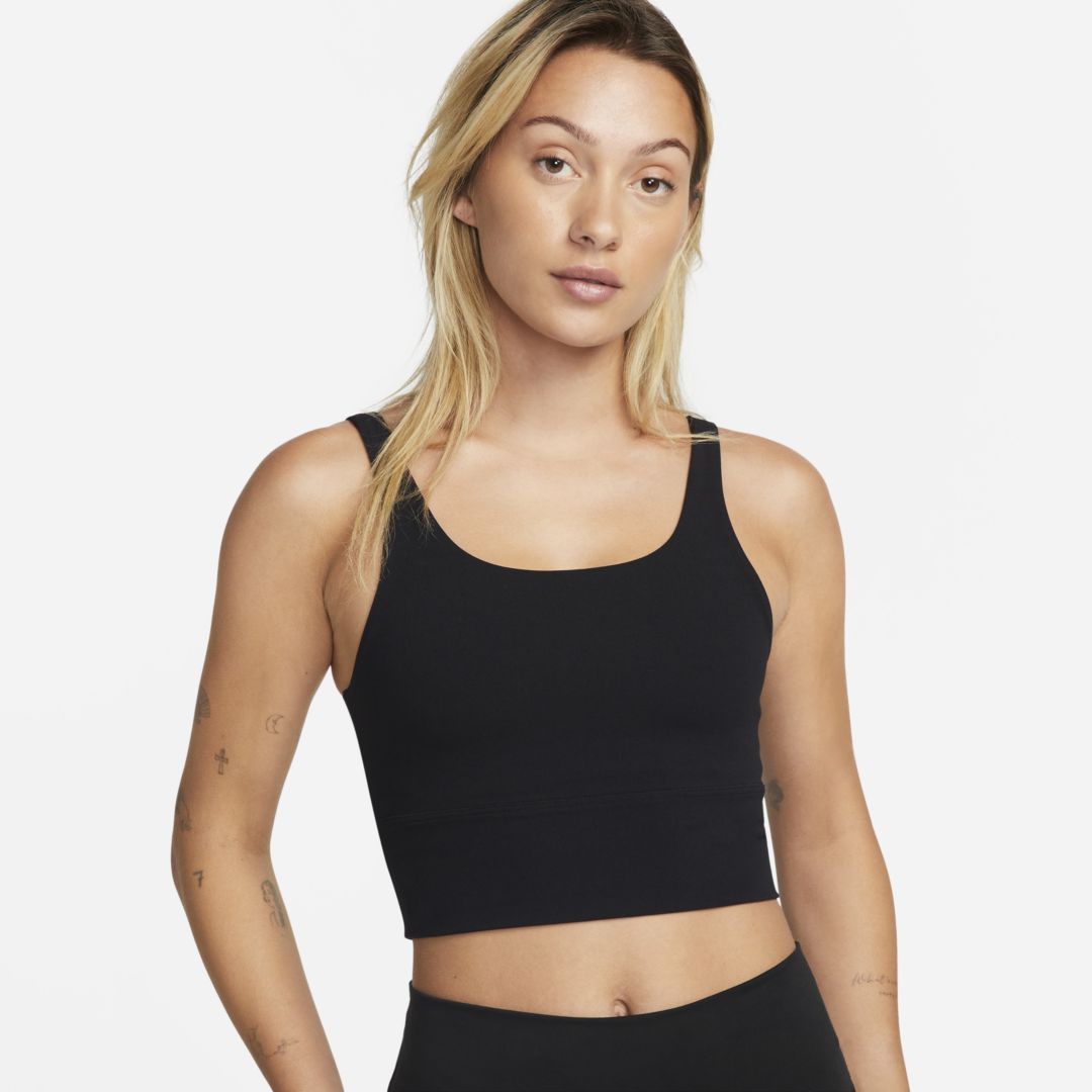 Shop Nike Women's Zenvy Light-support Non-padded Longline Sports Bra In Black