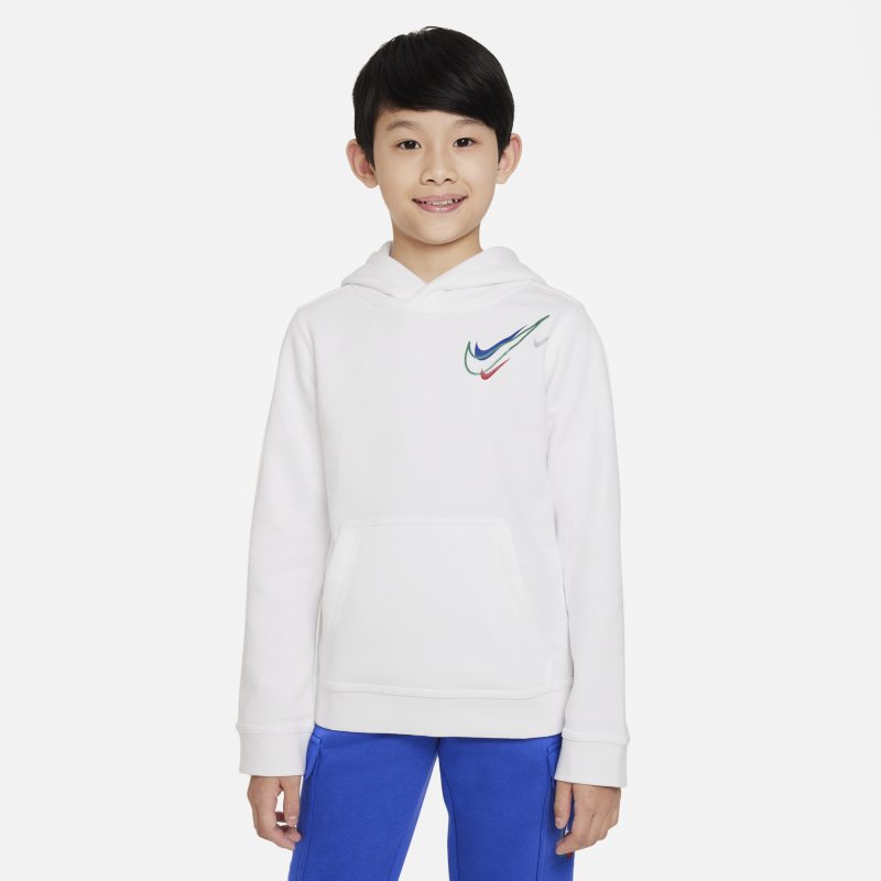 Image of Felpa con cappuccio in fleece Nike Sportswear – Ragazzo - Bianco