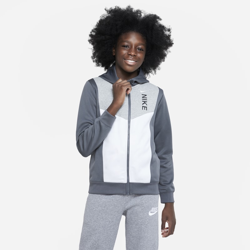 Nike Sportswear Hybrid Older Kids' (Boys') Full-Zip Fleece Hoodie - Grey