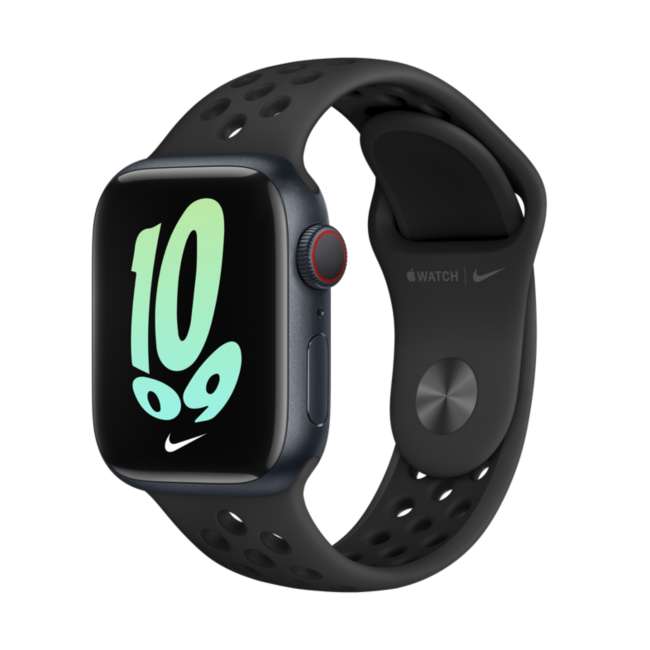 Boîtier en aluminium Midnight 41 mm Apple Watch Nike Series 7 (GPS + Cellular) avec Bracelet Sport Nike - Noir