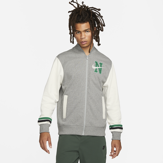 Nike Sportswear Retro collegejakke i fleece til herre - Grey