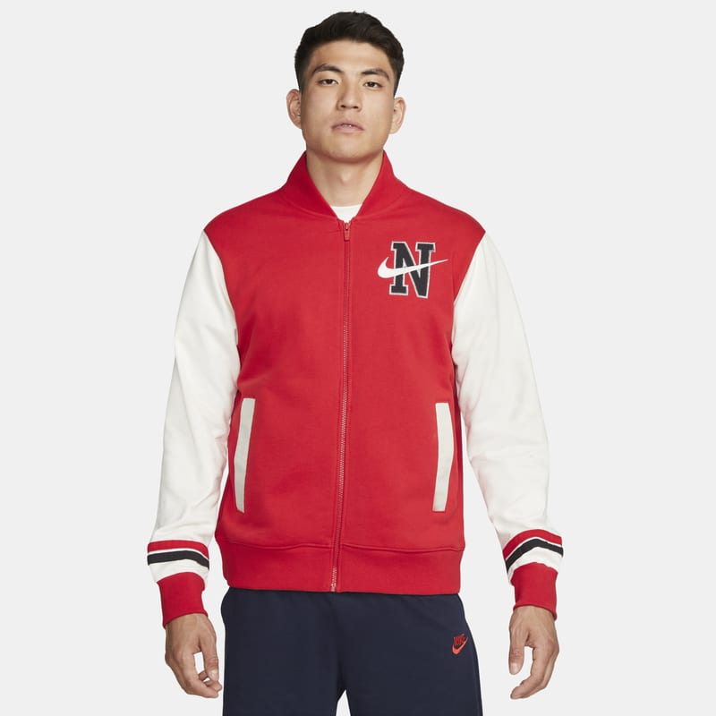 Męska dzianinowa kurtka sportowa w stylu retro Nike Sportswear - Czerwony